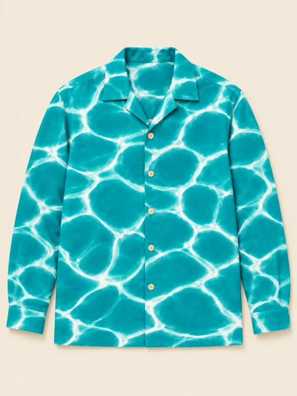 Big Ripple Long-Sleeve Camp Shirt, flat-lay product photo