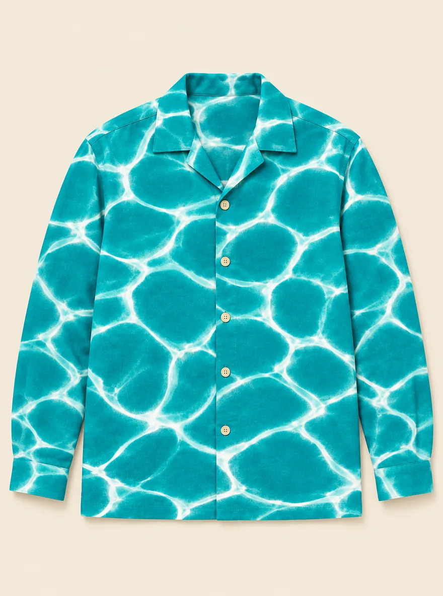 Big Ripple Long-Sleeve Camp Shirt, flat-lay product photo