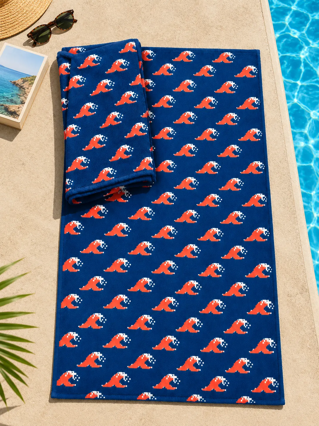 Dither Break Beach Towel in use at the pool