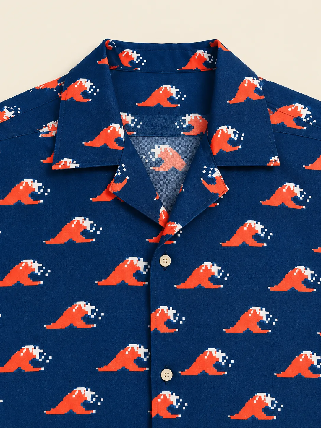 Dither Break Long-Sleeve Camp Shirt, close-up detail