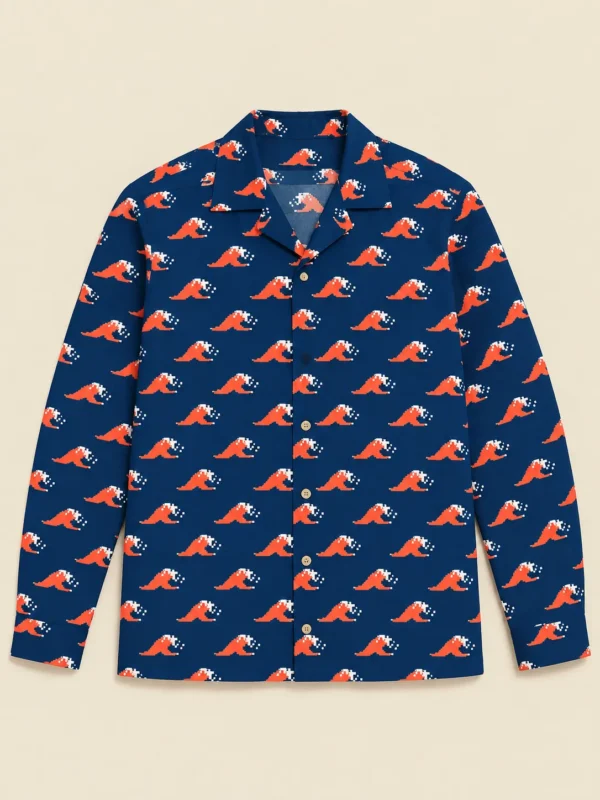 Dither Break Long-Sleeve Camp Shirt, flat-lay product photo