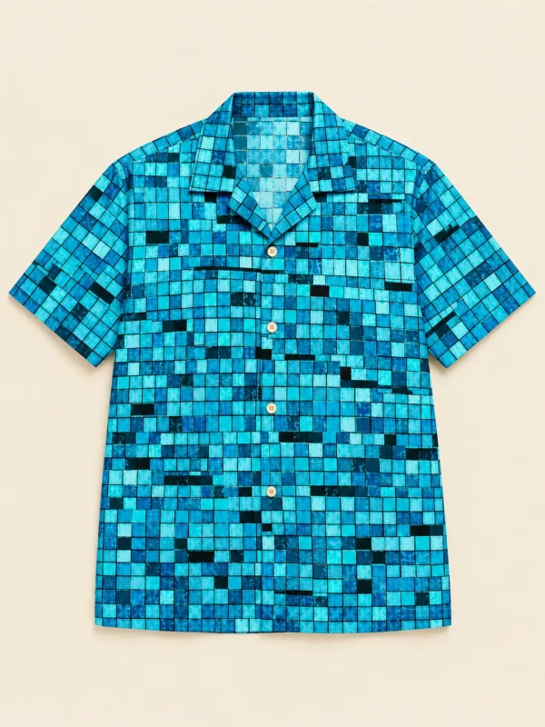 Grout Glitch Camp Shirt, flat-lay product photo