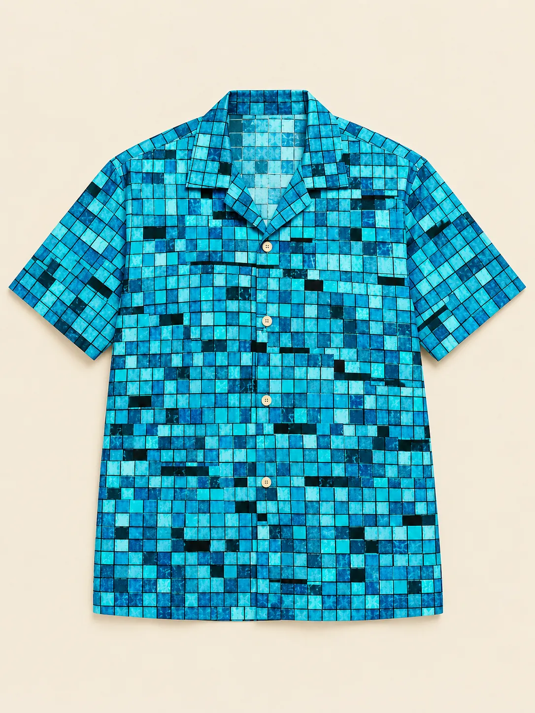 Grout Glitch Camp Shirt, flat-lay product photo