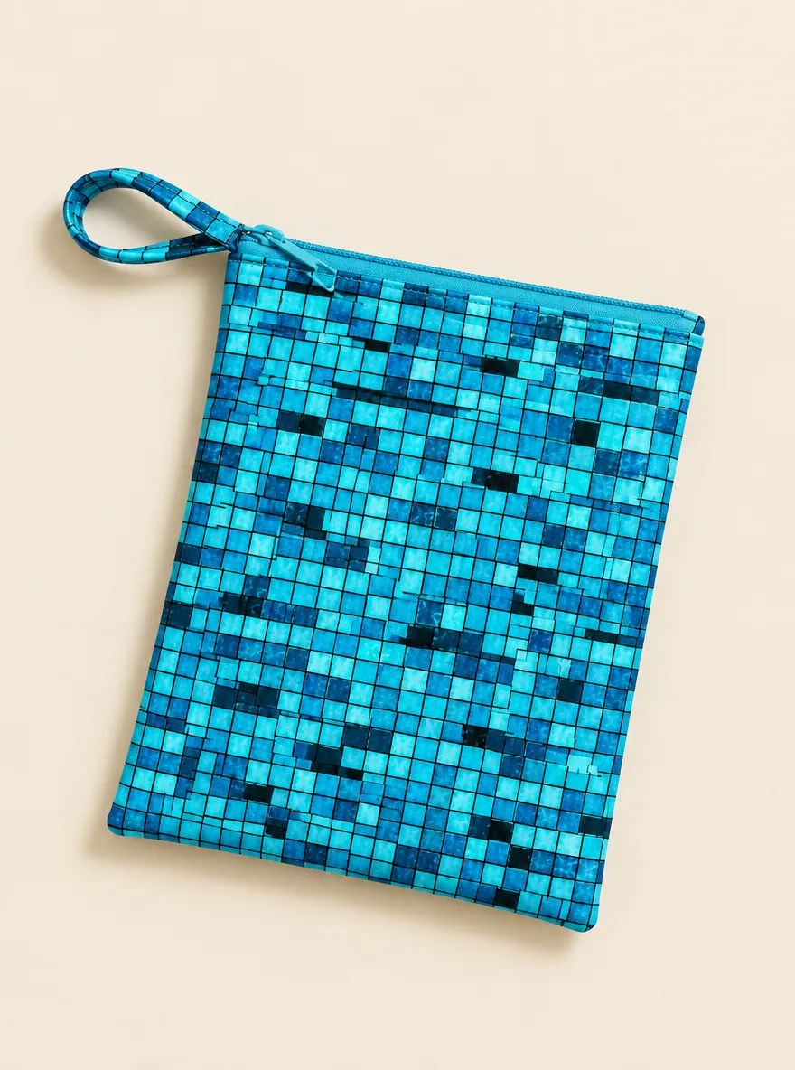 Grout Glitch Zip Dry Pouch, flat-lay product photo