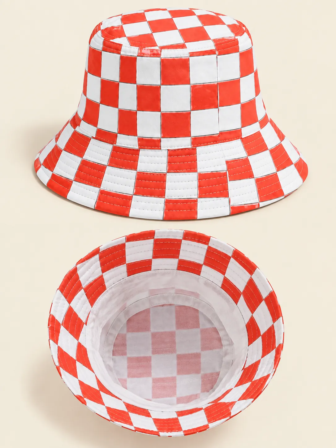 Kiosk Check Bucket Hat, close-up detail