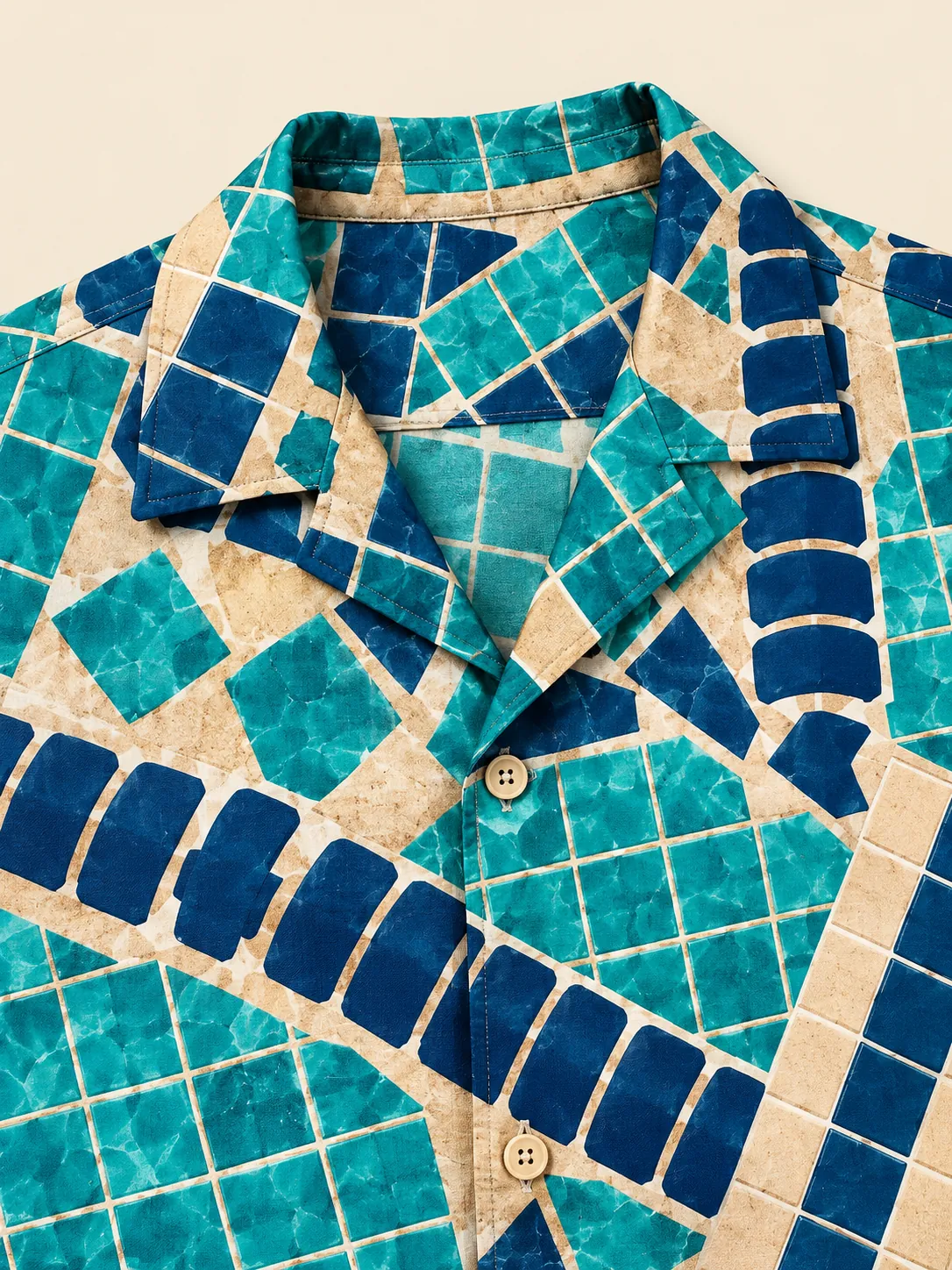 Lane Mosaic Camp Shirt, close-up detail