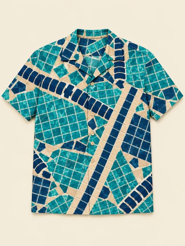 Lane Mosaic Camp Shirt, flat-lay product photo