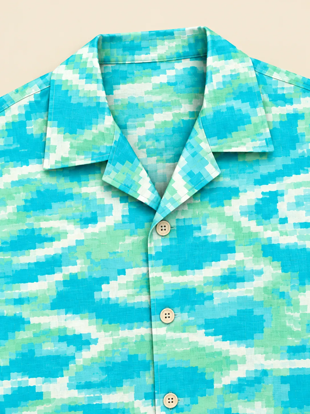 Low-Res Lagoon Camp Shirt, close-up detail