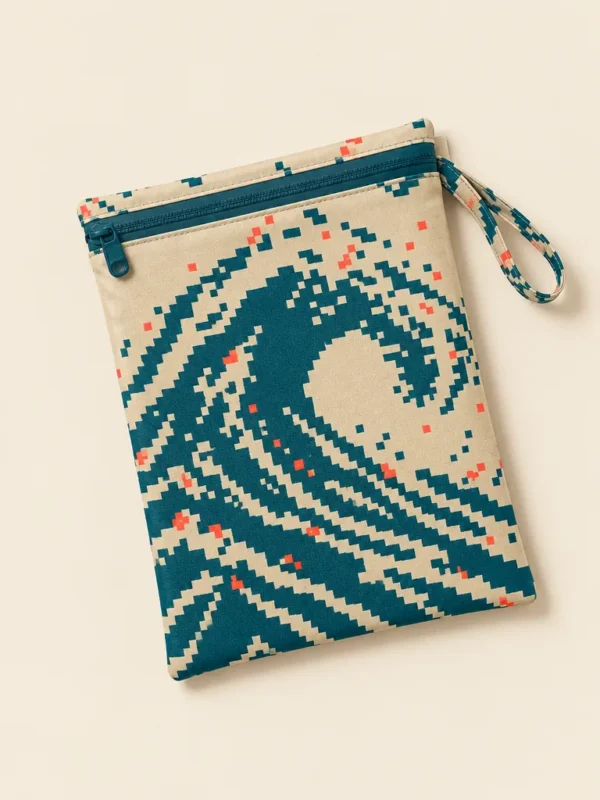 Pixel Wipeout Zip Dry Pouch, flat-lay product photo