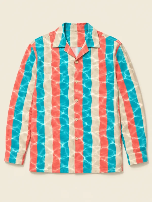Refraction Long-Sleeve Camp Shirt, flat-lay product photo