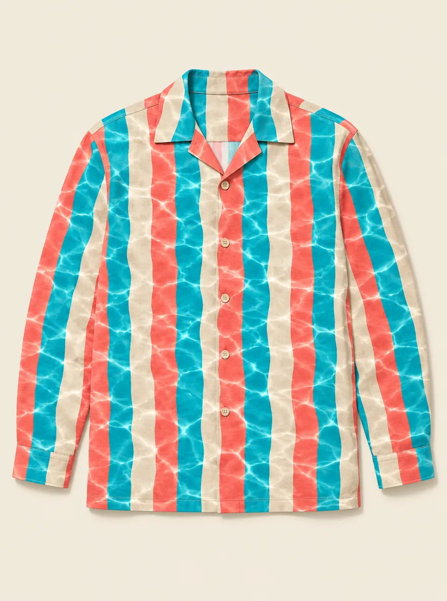Refraction Long-Sleeve Camp Shirt, flat-lay product photo