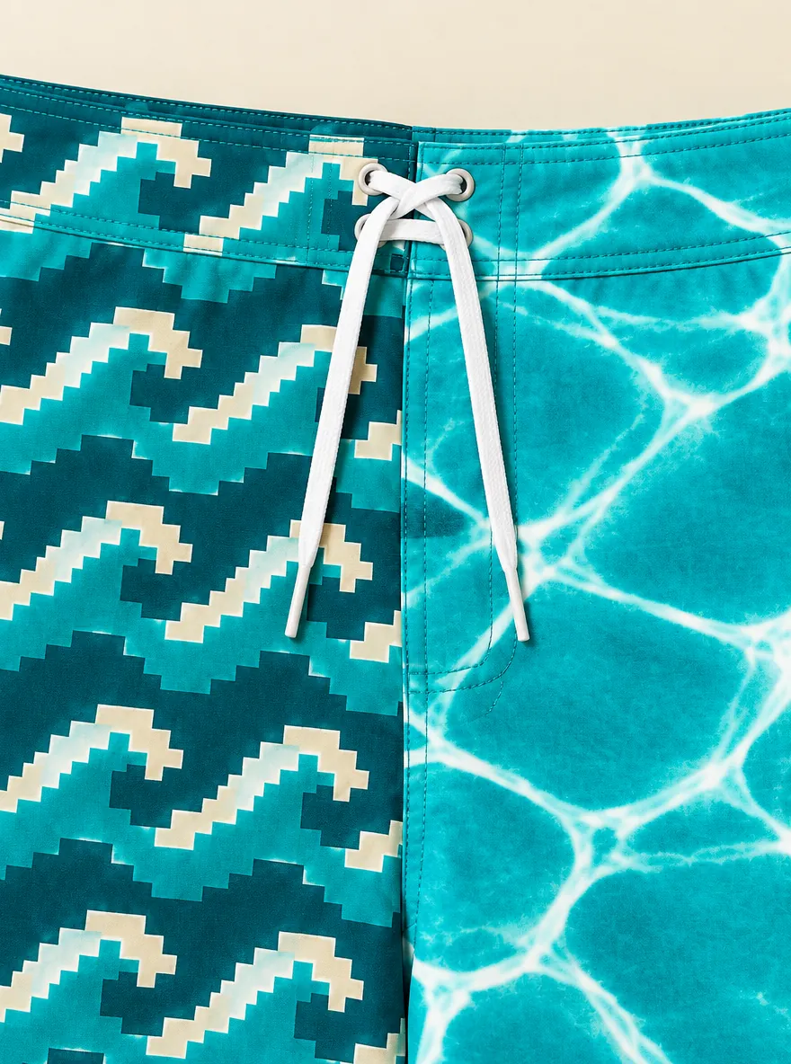 The Cabana Split Board Short, close-up detail