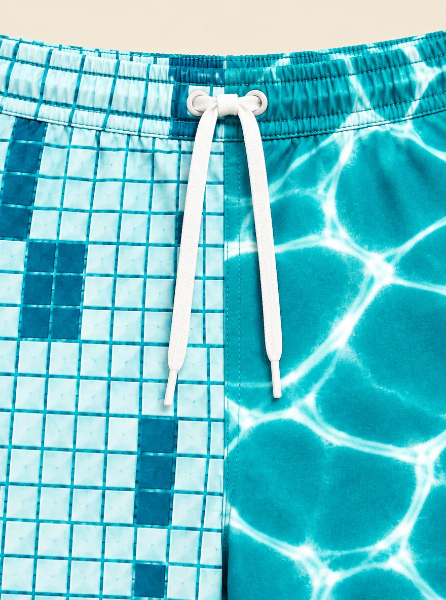 The Deckchair Split Swim Short, close-up detail