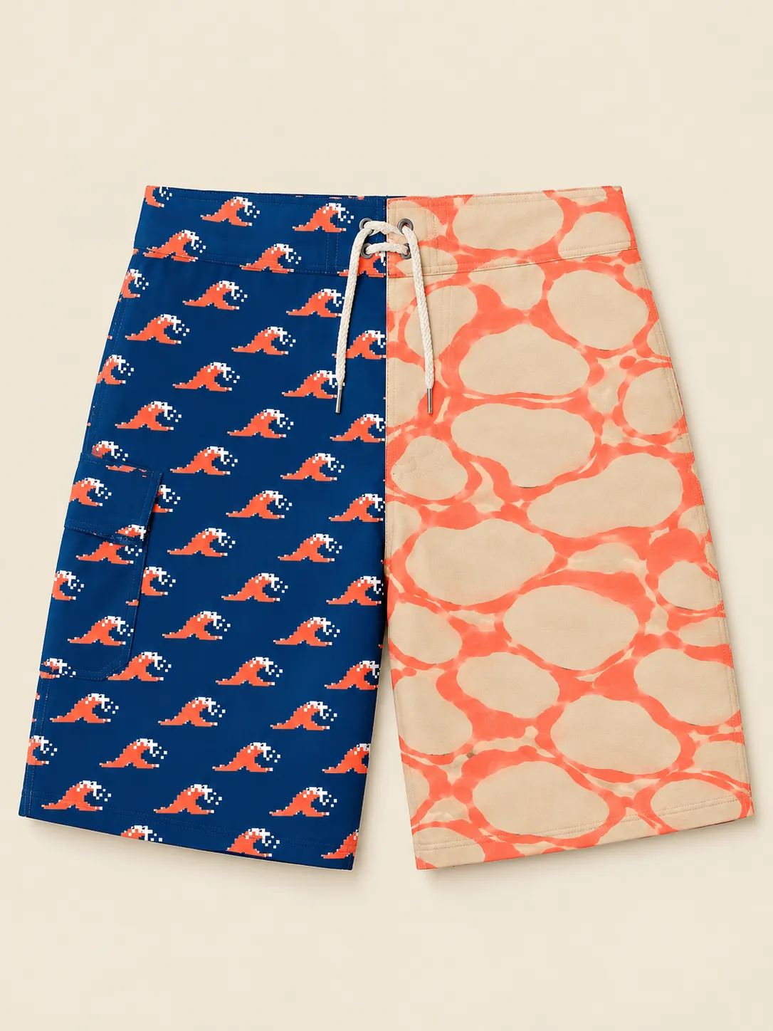 The Lazy River Split Board Short, flat-lay product photo