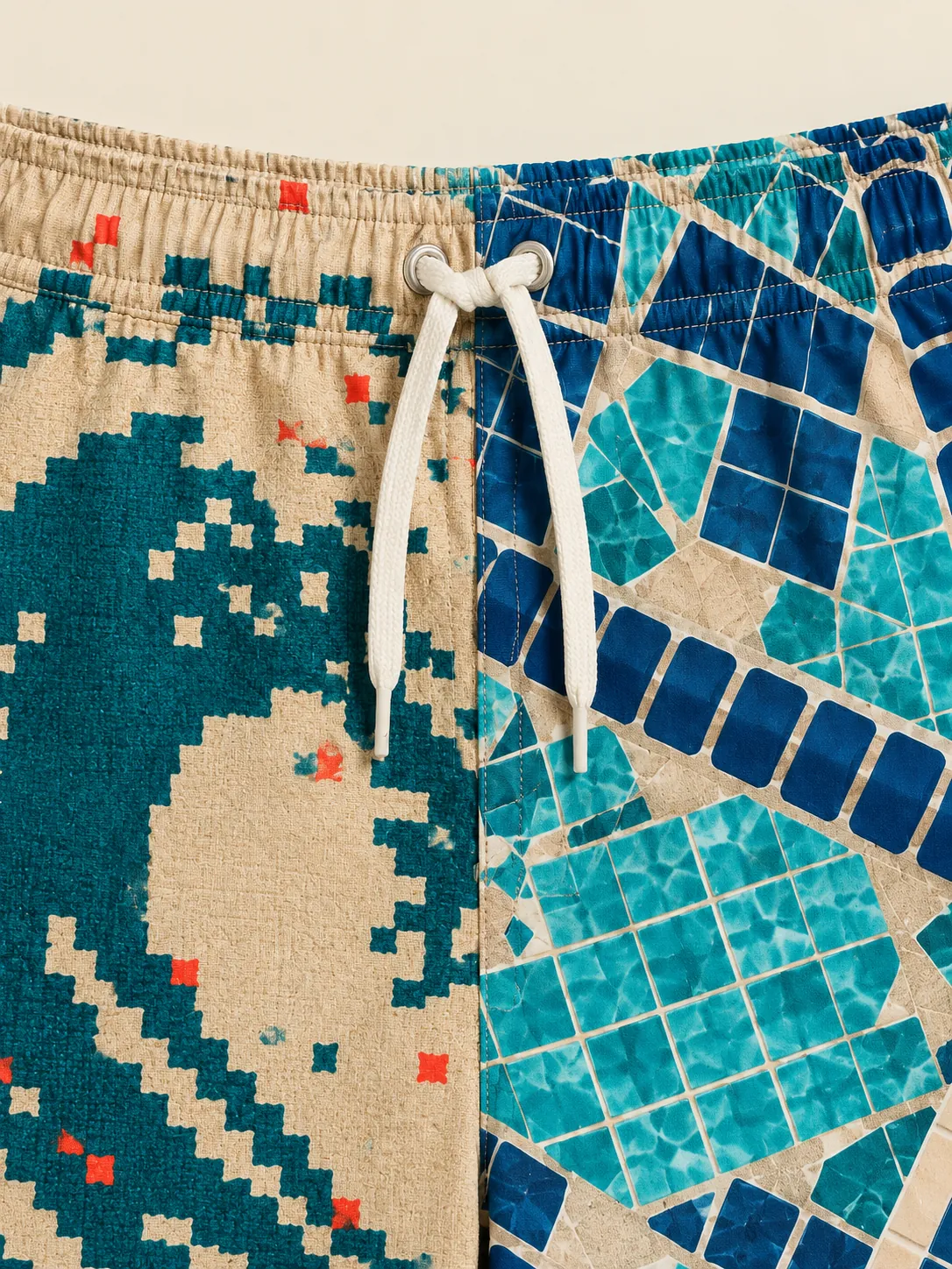 The Shallow End Split Swim Short, close-up detail