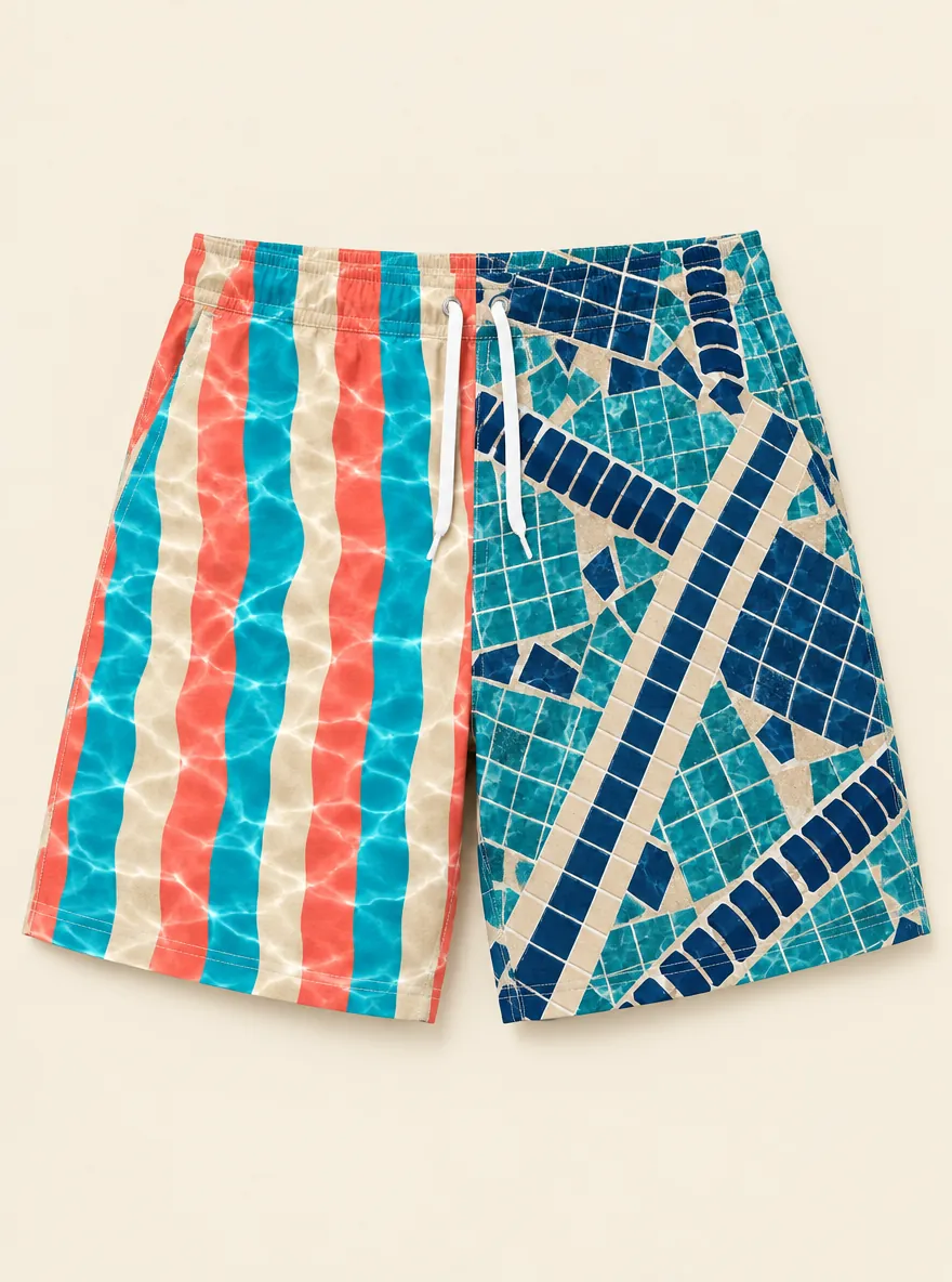 The Snack Bar Split Swim Short, flat-lay product photo