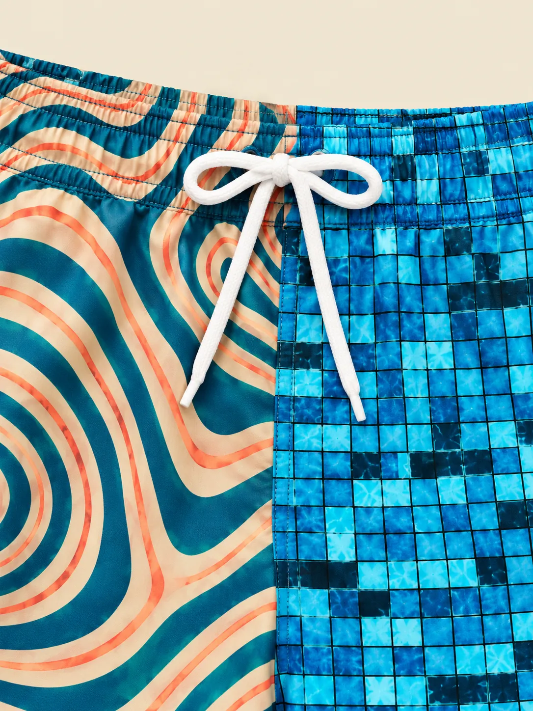 The Wave Pool Split Swim Short, close-up detail